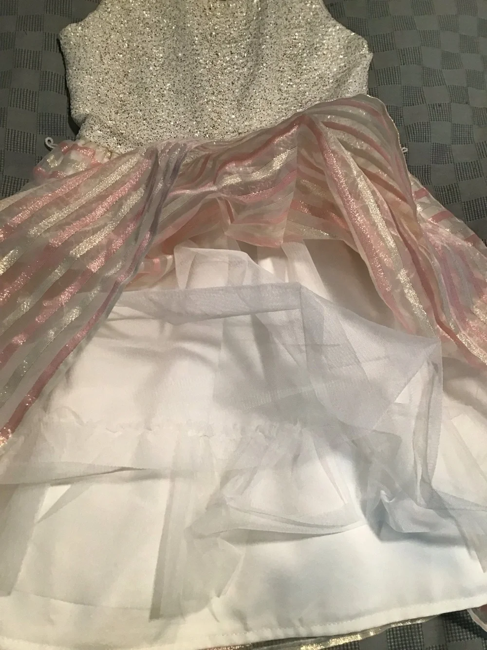 Childrens Place Shimmer Pink White Dress Size M-7/8 Girls